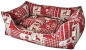 Preview: Hundebett Kitzbühel Rot aus robustem Stoff mit alpinem Muster – waschbares, hochwertiges Designer-Hundebett für große und kleine Hunde
